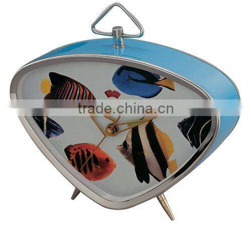 triangle shape metal case mechanical alarm clock