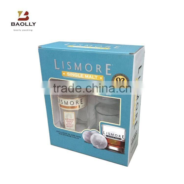 Custom wine glass bottle gift box with pvc window