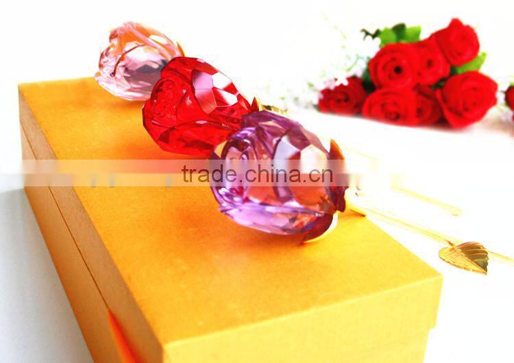 2015 New design clearly color best seller factory directly sale crystal rose flower