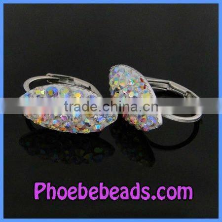 Wholesale Ladies Iridescent Micro Rhinestones Pave Clip On Earrings Craft PEA02