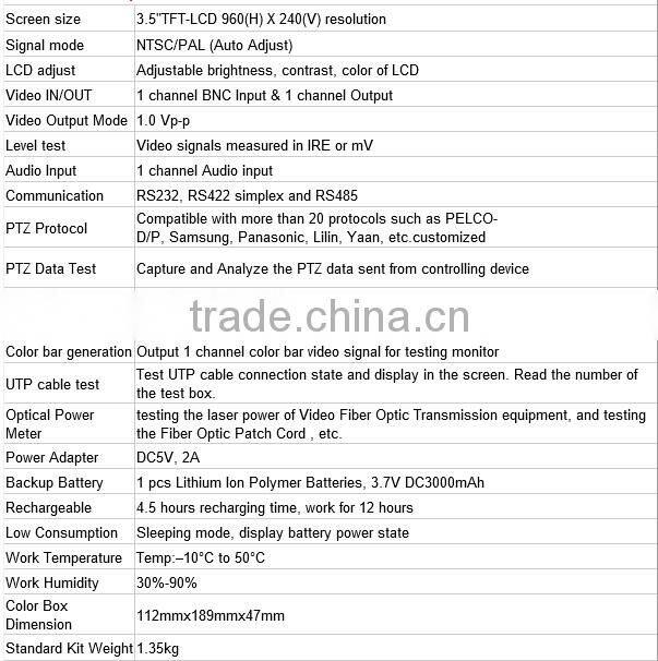 3.5 Inch IP Camera test Self-adjusting With Backup Battety CCTV Tester pro