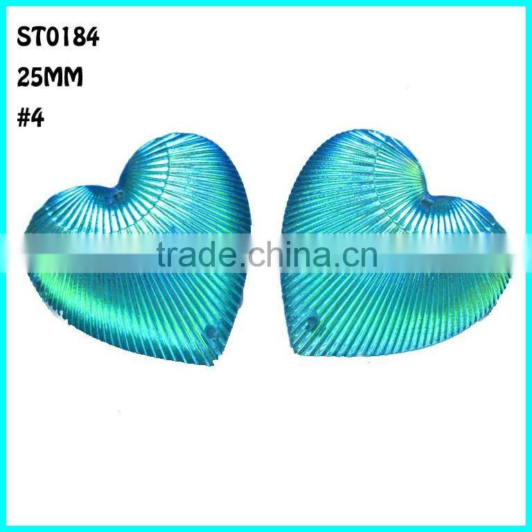 Garment Loose Rhinestone Beads ,25mm Heart Sew On Rhinestone ,Resin Rhinestone