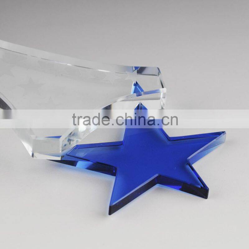 Wholesale clear custom first class glass medal crystal color glass trophy star trophies