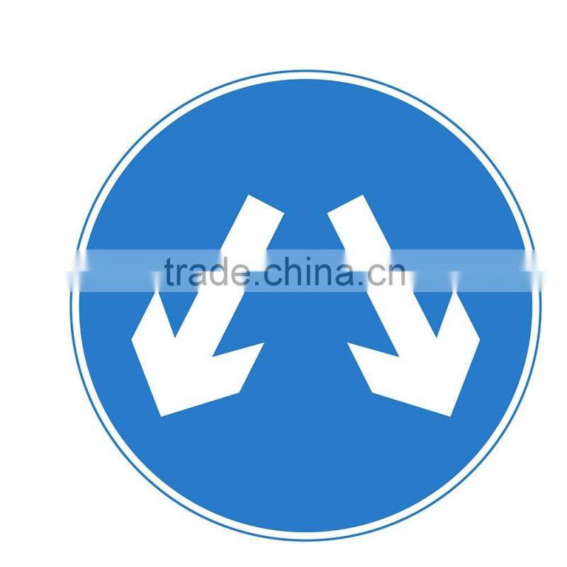 Reflective adhesive Pass either side traffic sign