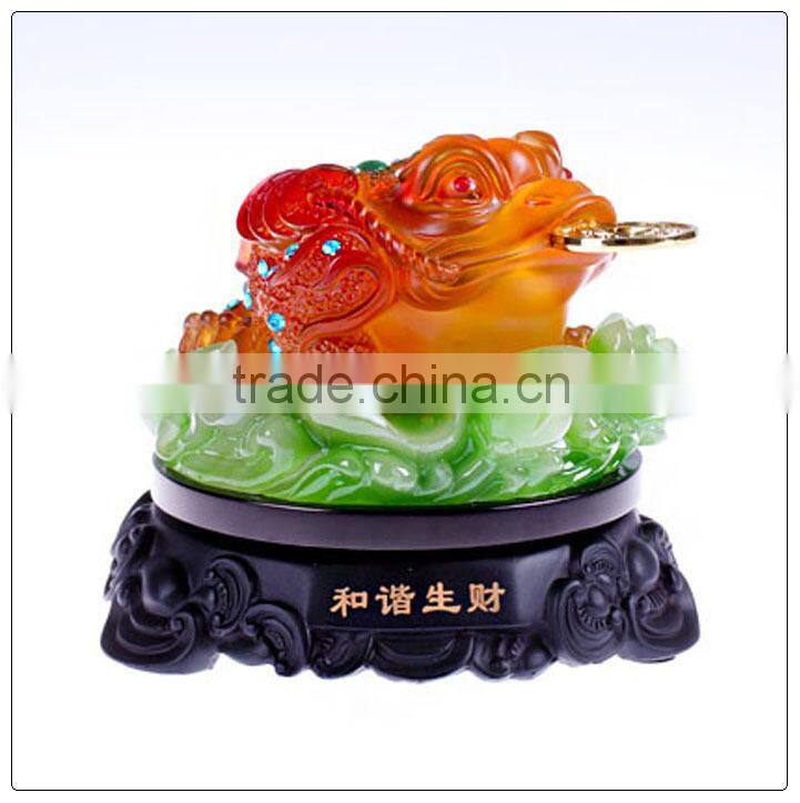 Liu li color big size money frog statue for home decoration