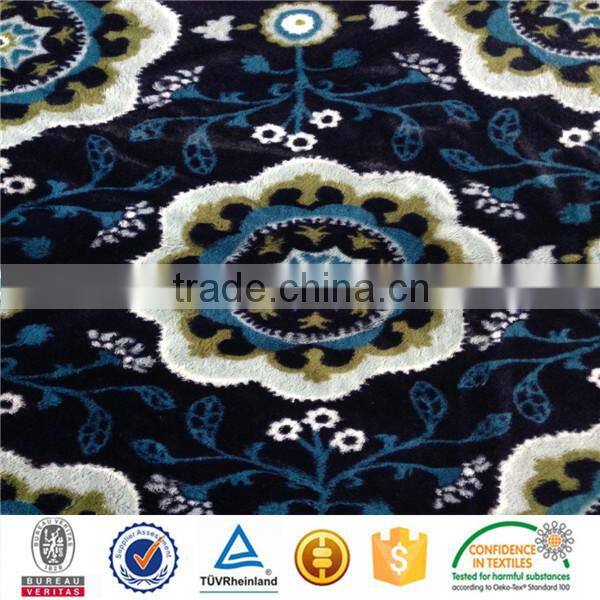 China manufacturer 100%polyester dog design printed blanket long hair pv plush fabric