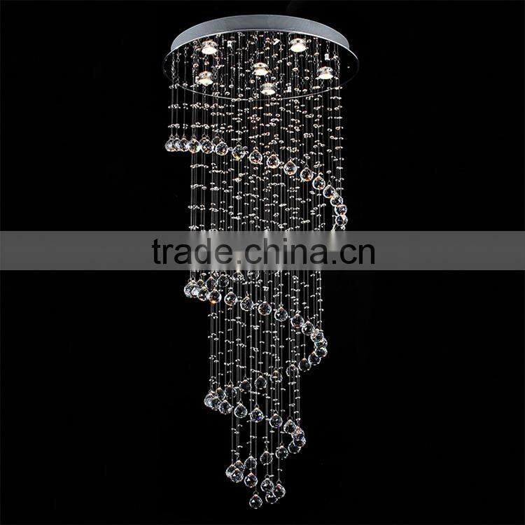 Staircase Crystal Drop LED Pendant Ball Chandelier Light for High Ceiling
