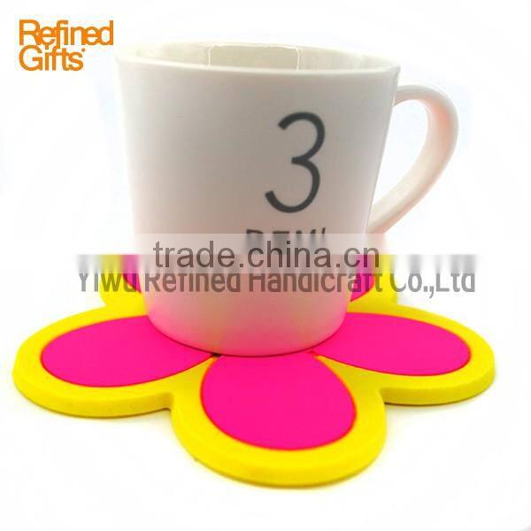 Soft Pvc Bespoke Heart Flower Coasters High Quality Water Cup Pads Promotional gifts