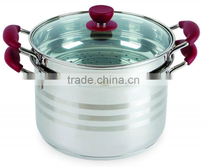 AH3598 3PCS STAINLESS STEEL 201 2LAYER BOILER ( STEAMER SET )