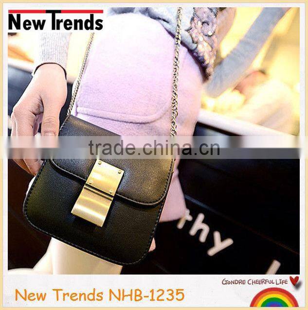 Fashion blue small bag with golden buckle