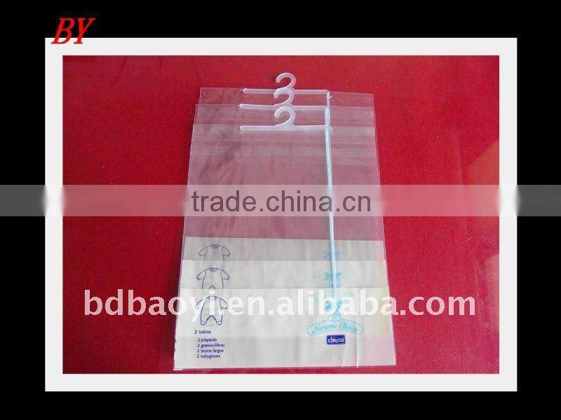 clear vingl PVC zipper bags with hangers China mainland