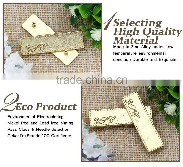 Gold name tag branded buttons for garments jeans accessories