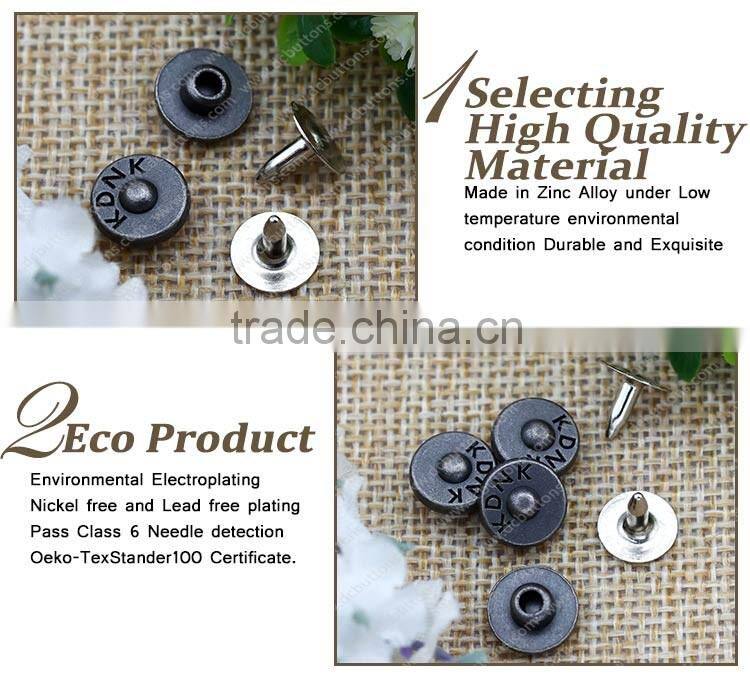 Antique silver alloy custom metal jeans rivet leather jean metal button