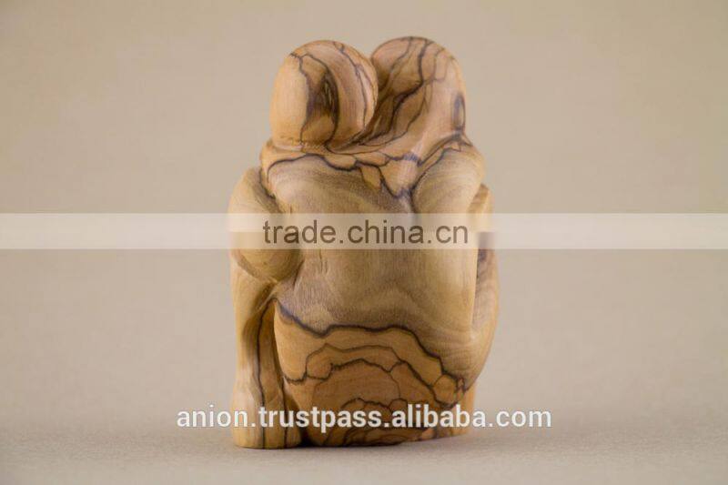 Olive Wood Carved Composition of Loving People