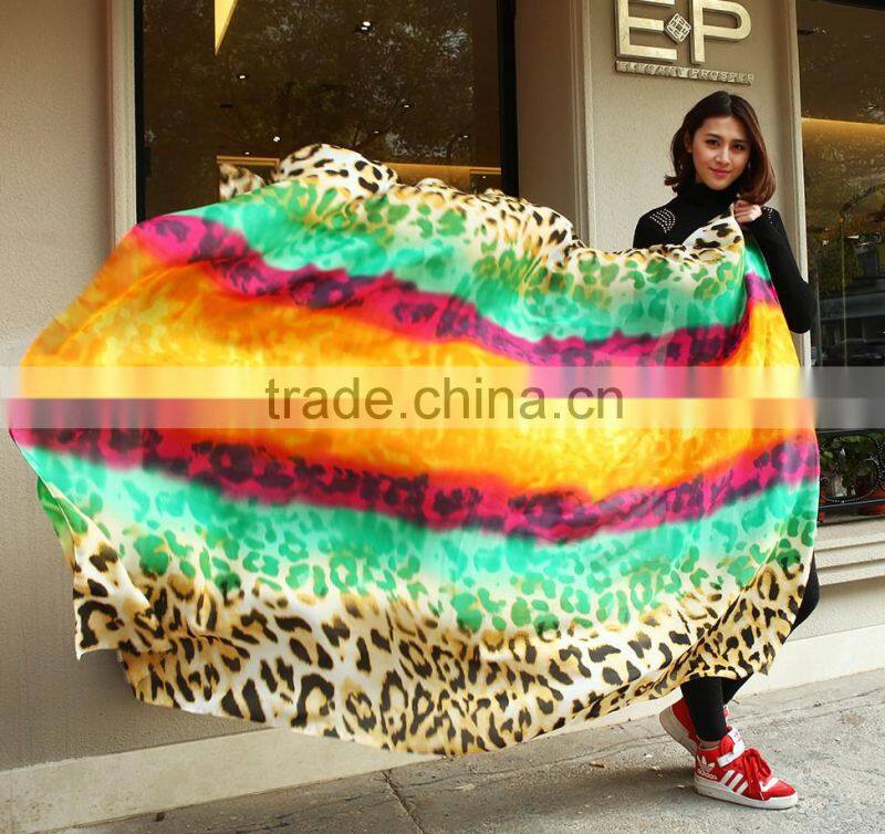 Fashion Women's Long Soft Wrap Lady Shawl Silk Leopard Chiffon Scarf