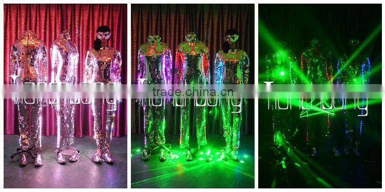 Mirror man LED Dance costume with mask