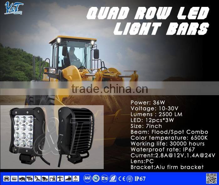 Factory direct! 36w Y&Y brand 4 row LED work light bar for dune buggies off road truck atv utv sandrails