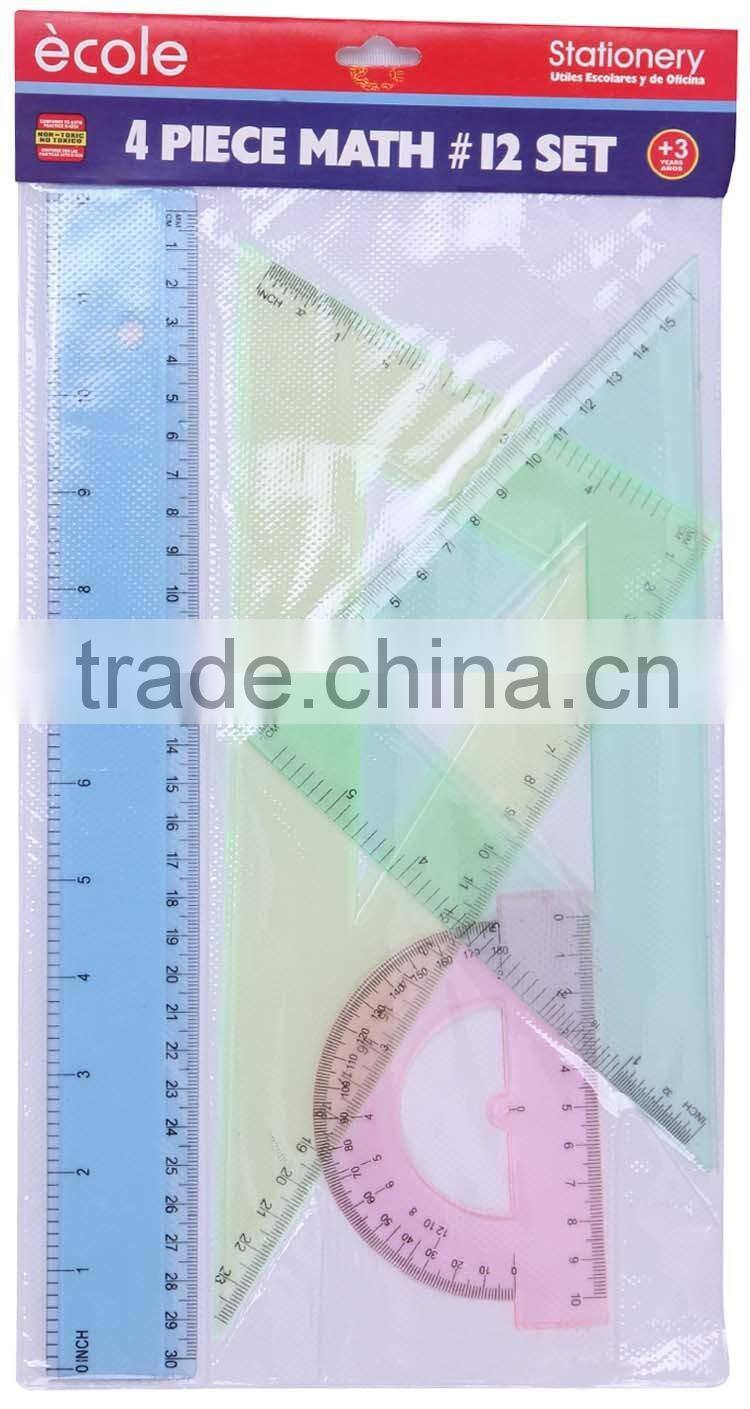 15CM Colorful Drawing Ruler set 4pcs geometry set