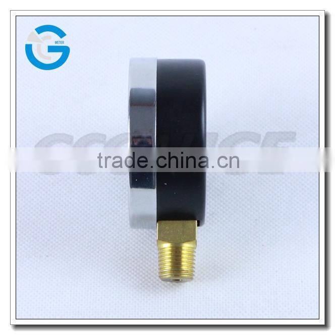 High quality 2.5 inch black steel gas pressure gauge with bottom connection