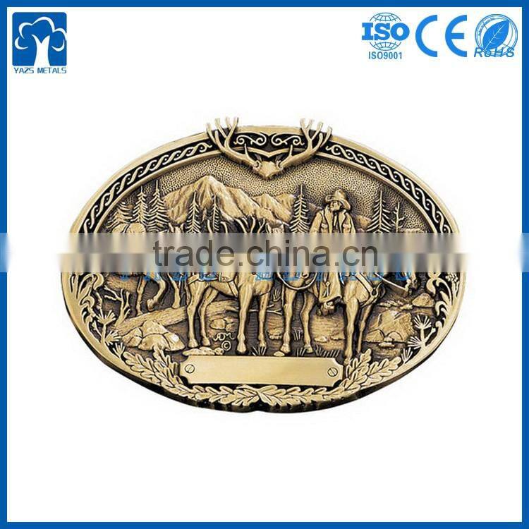 Manufacturer customized gun logo brass army belt buckle