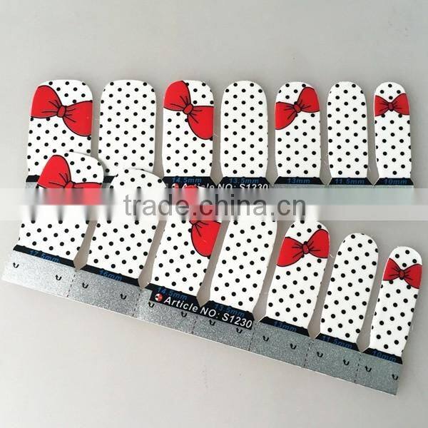 Custom hot sale Valentine'Day nail sticker cute nail art decals wedding bow dot nail wrap