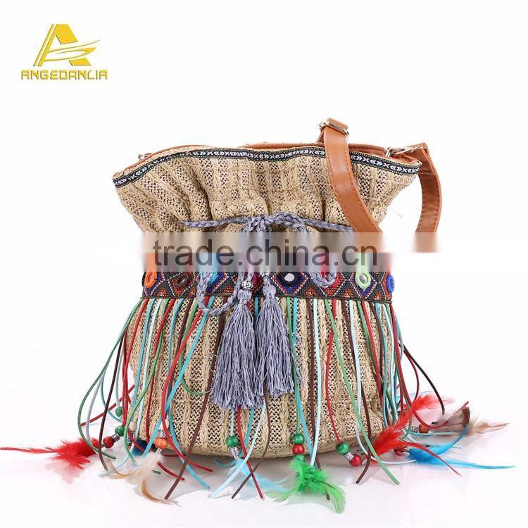 Hot Sale Woven multicolored Tassle Boho Handbags Women's Gypsy Shoulder bag Wholesale