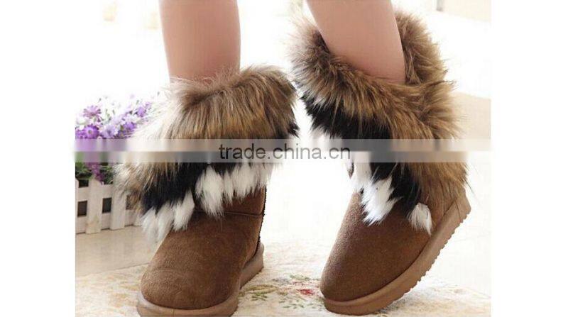 2015 Free Shipping Women Winter Fur Flat-Bottomed Short Cotton-Padded Winter Snow Boots