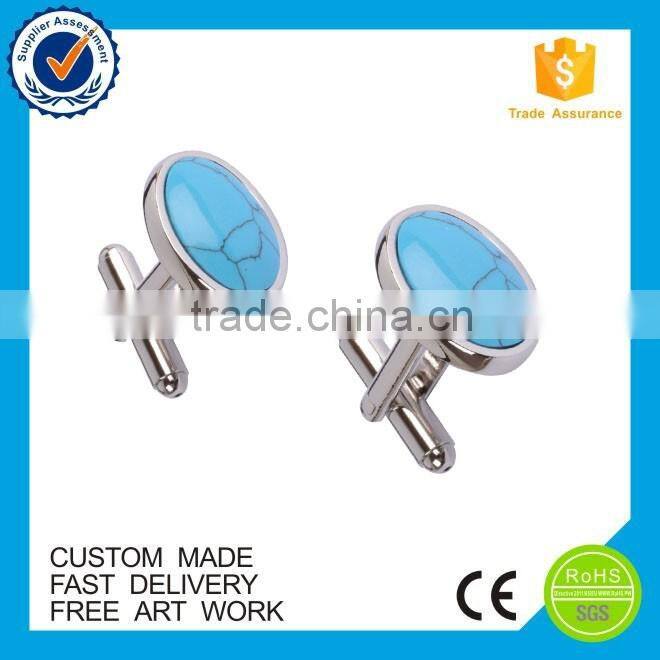 Newest design wholesale blue stone cufflinks set