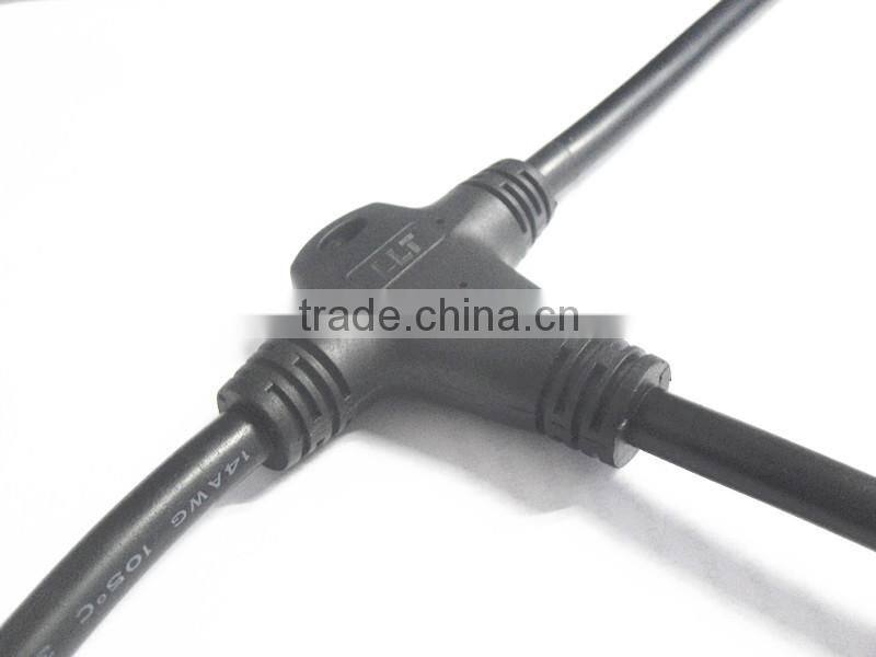LED lighting 3-Way Molded Waterproof wire splitter T Connector