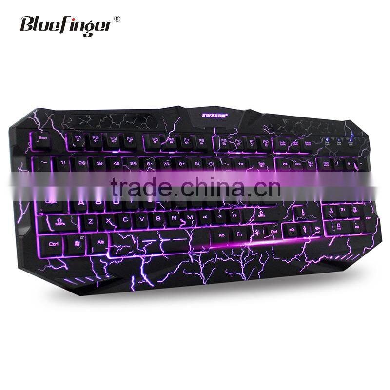 High Quality USB Wired gamer keyboard in cool crack backlit