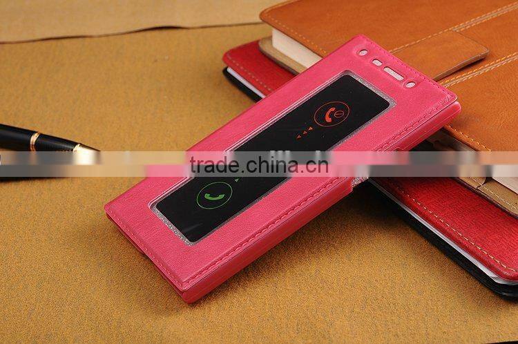 Hot-selling open window leather case cover for gionee elife e7,For gionee elife e7 case