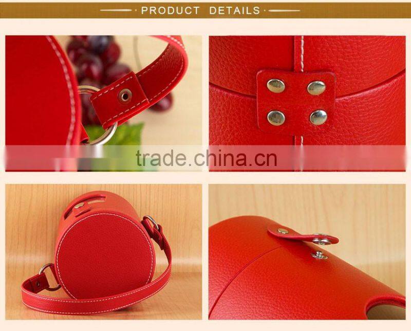 Clear window round tube whisky leather packaging box with handle