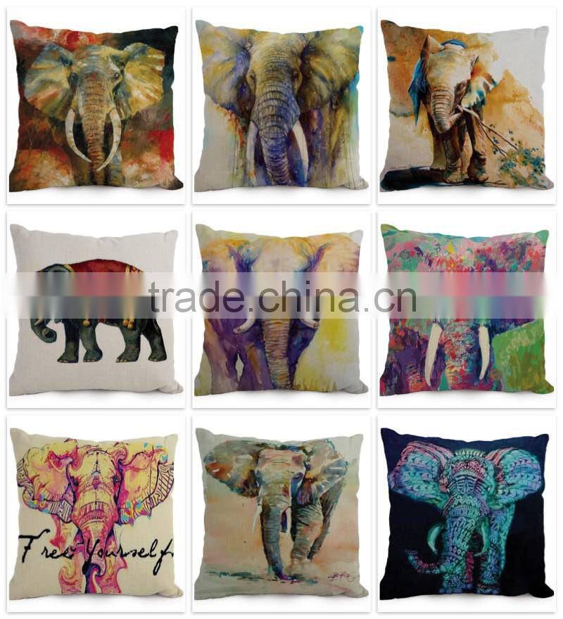 Factory Selling Animal Elephant Design Sofa Seat Pillow Case for Home Decoration custom print pillow cover