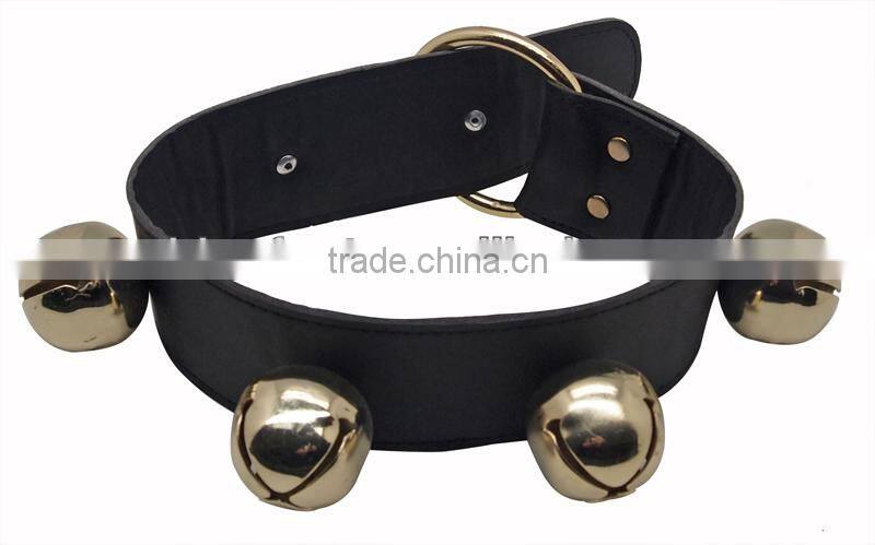 Hot sale hanging door bells , golden bell with leather strap for various uses A666