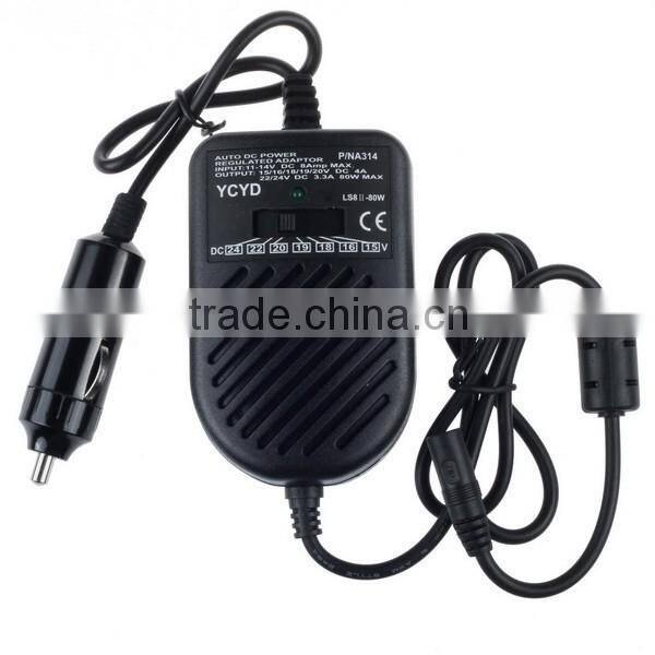 80W Universal Laptop Car DC Charger Notebook Power Adapter- HP/DELL/IBM ThinkPad