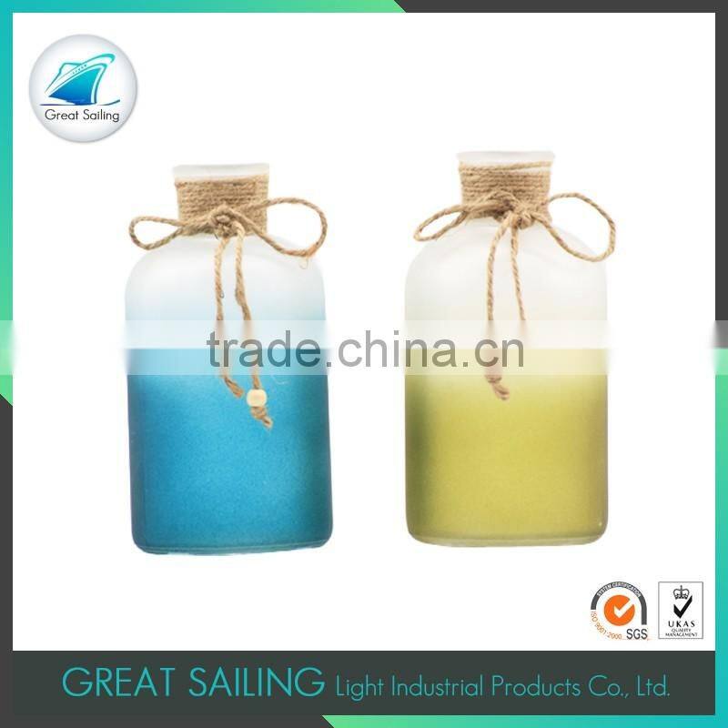 spring season frosted glass colored glass vases wholesale with bowknot