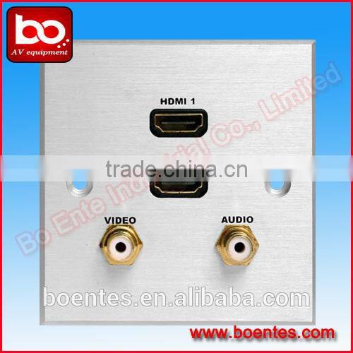 86*86 Wall Mount Hotel AV Plate Socket with HDMI/VGA/USB/Audio/Video/Data for AV Solutions