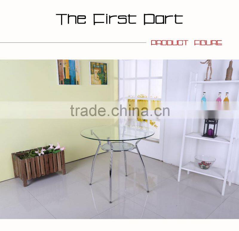 Round Glass Dining Table With Chromed Legs Dining Room Furniture