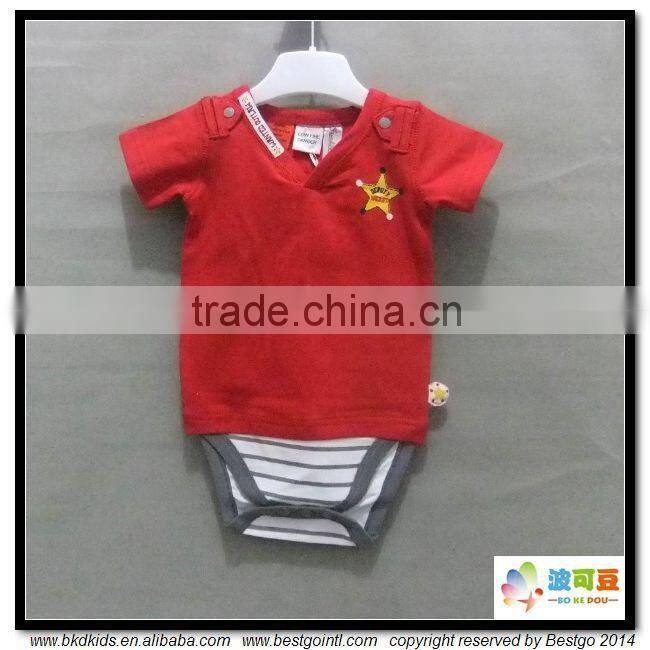 BKD 2015 summer cotton boy v-neck onesie