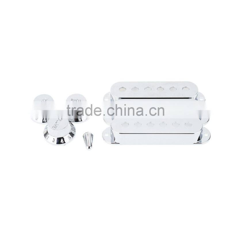 Guitar Pickup Covers Volume/Tone Control Knobs Switch Tip Chrome-Plated for Stratocaster Strat