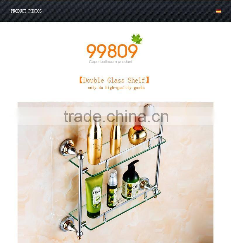 80900 bathroom shelf towels for bathroom Double glass shelf hotel use toilet accessories
