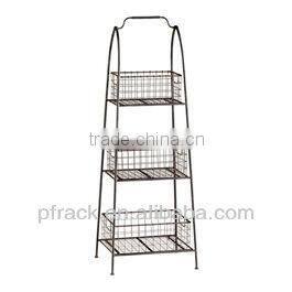 Triple-tiers metal display rack