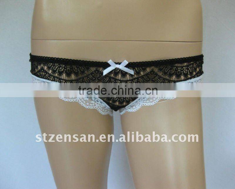 100%nylon lace boyshort with bows underwear