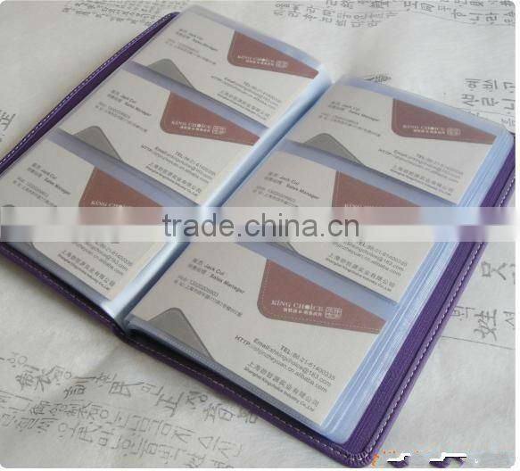 PU leather surface large space plastic business card holder