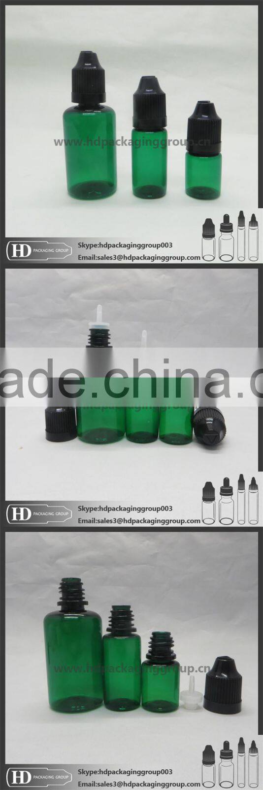 HD plastic dropper bottle with child proof cap dark green color bottle ejuice plastic bottle
