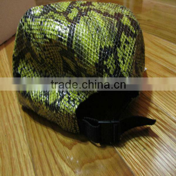 2013 hot sale cool fashion Python leather 5 panel caps Snakeskin Snake Python Camp 5 panel hats caps