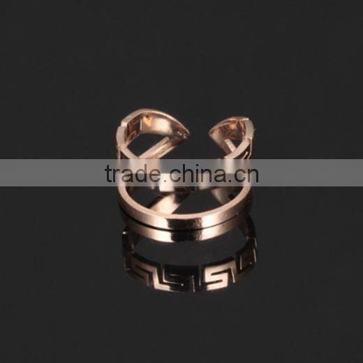Rose gold plated stainless steel hollow ring fashion women adjustable ring wedding jewelry 6210036