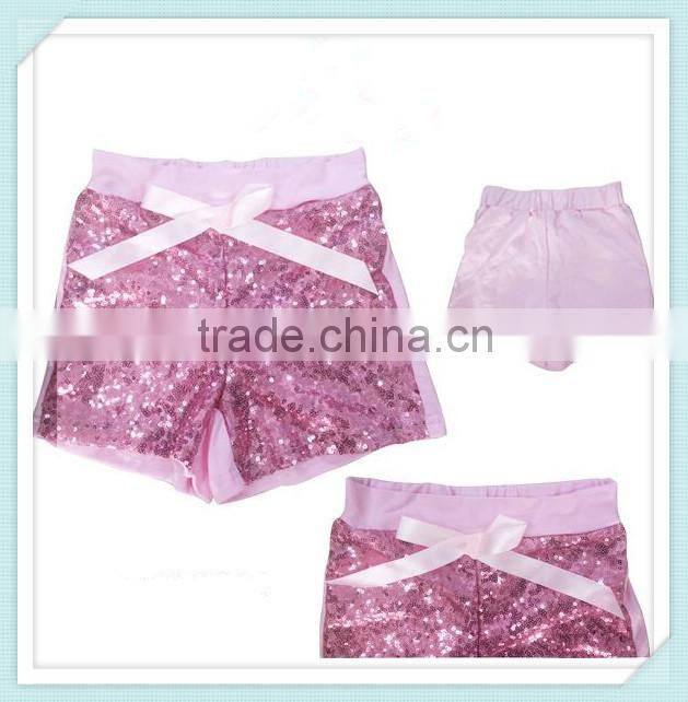 Wholesale Kids Shorts With Bow Knot High Quality Baby Sequin Shorts Petti Short Pants With Stretchy Cotton Shorts