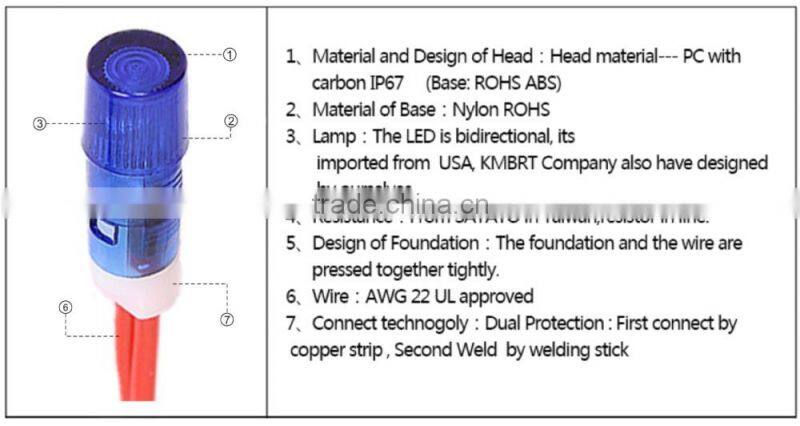 2015 FILN plastic 6mm 380v neon led mi-bulb led electric water heater indicator