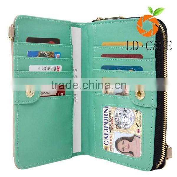 Leather zip wallet for Phone case leather wallet purse for Samsung S7